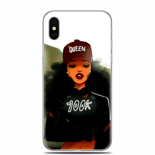 Compatible with Apple , European And American Black Girl Fashion Hand-painted Girl Phone Case